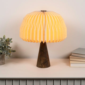 Sylvie 16" Modern Minimalist Paper Pleated Shade Mushroom Accent LED Table Lamp